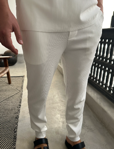 Ensemble plissées tshirt+pantalon Blanc