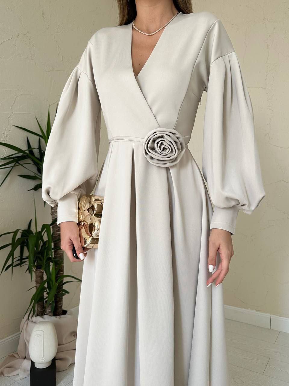 🌸 Robe Élégante Cache-Cœur à Manches Bouffantes – Femme