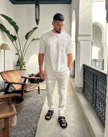 Ensemble plissées tshirt+pantalon Blanc